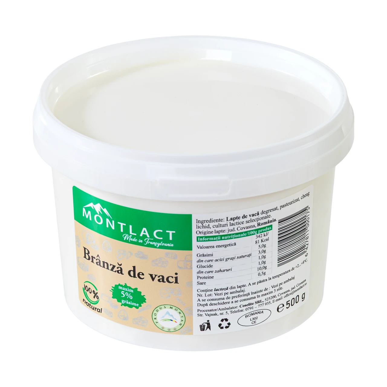 Brânză de vaci max. 5% grăsime, 500 g