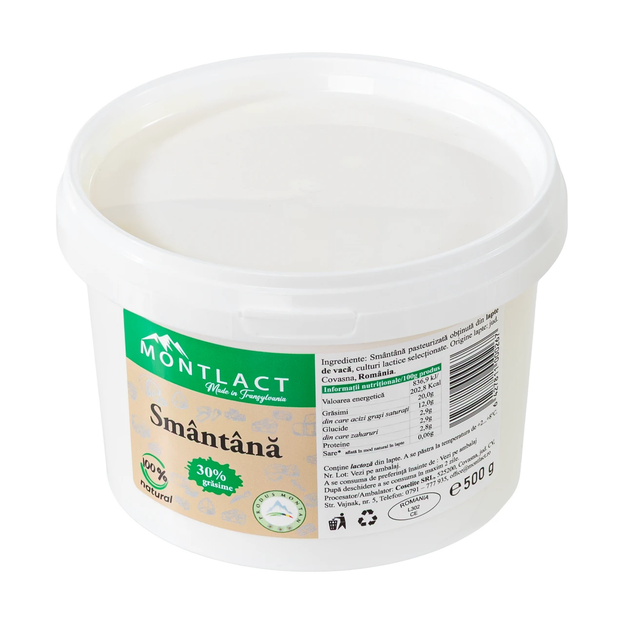 Smântână 30% grăsime, 500 g