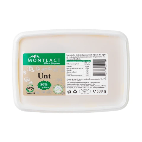 Unt din lapte de vacă 80% grăsime, 500 g