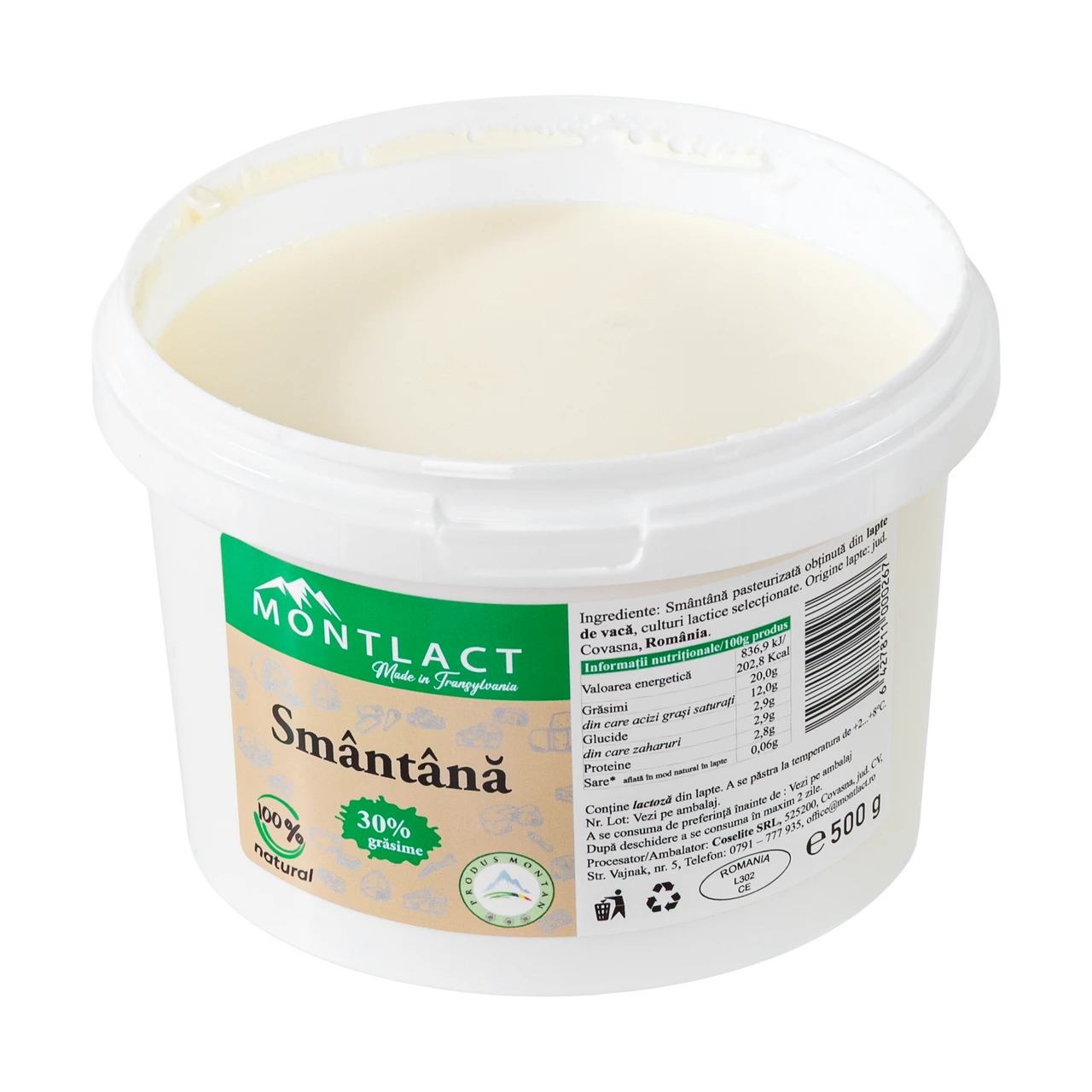 Smântână 30% grăsime, 500 g