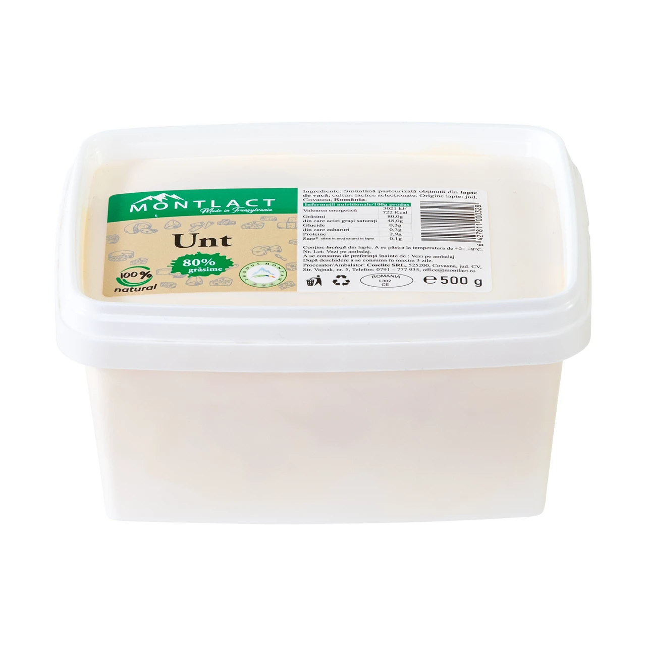 Unt din lapte de vacă 80% grăsime, 500 g